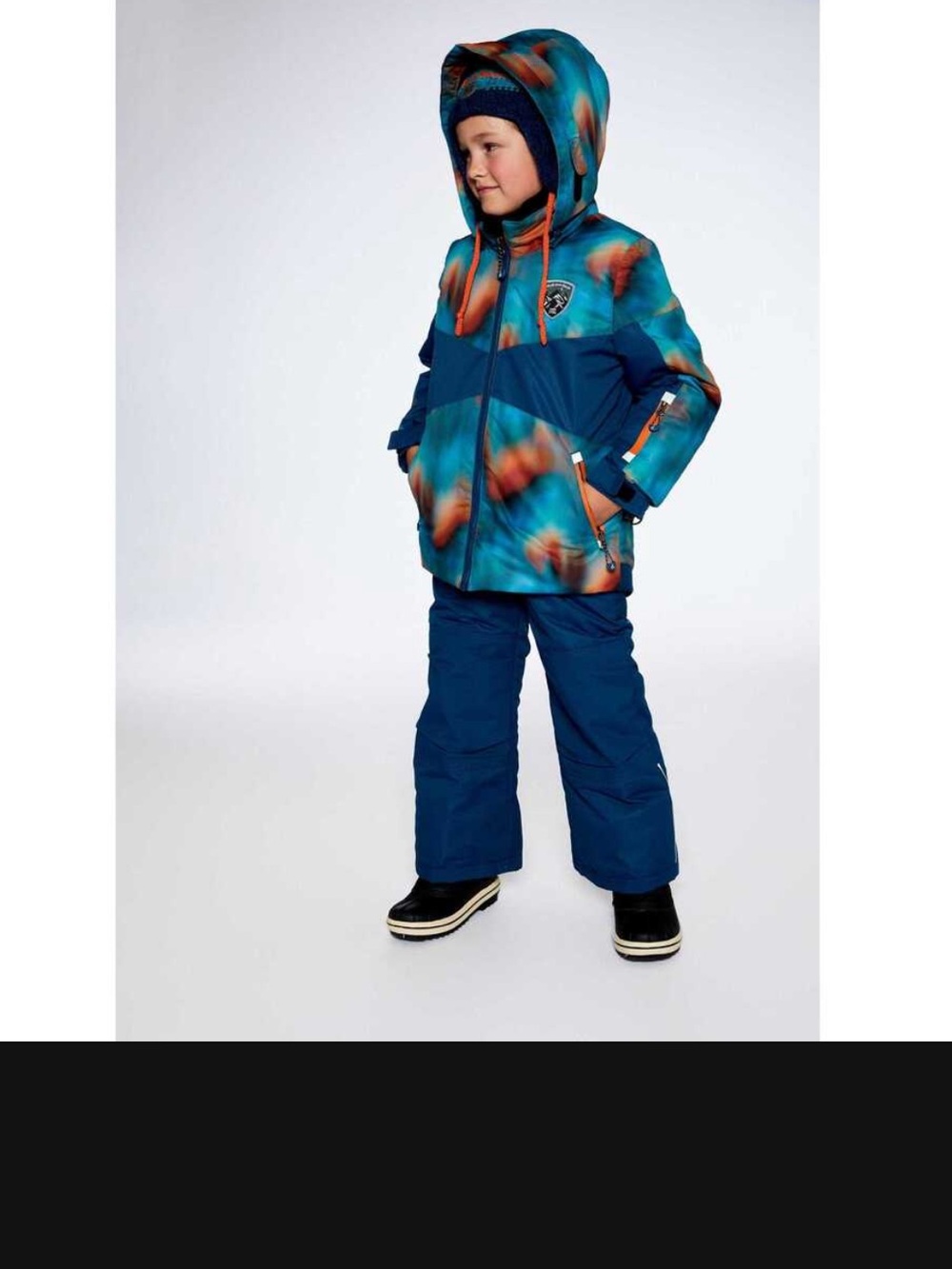 deux par deux Teal-Blue and Orange Kids Puffer Set with Hood size 8